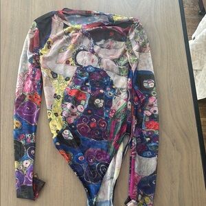 Colorful Art Print Long Sleeve Bodysuit